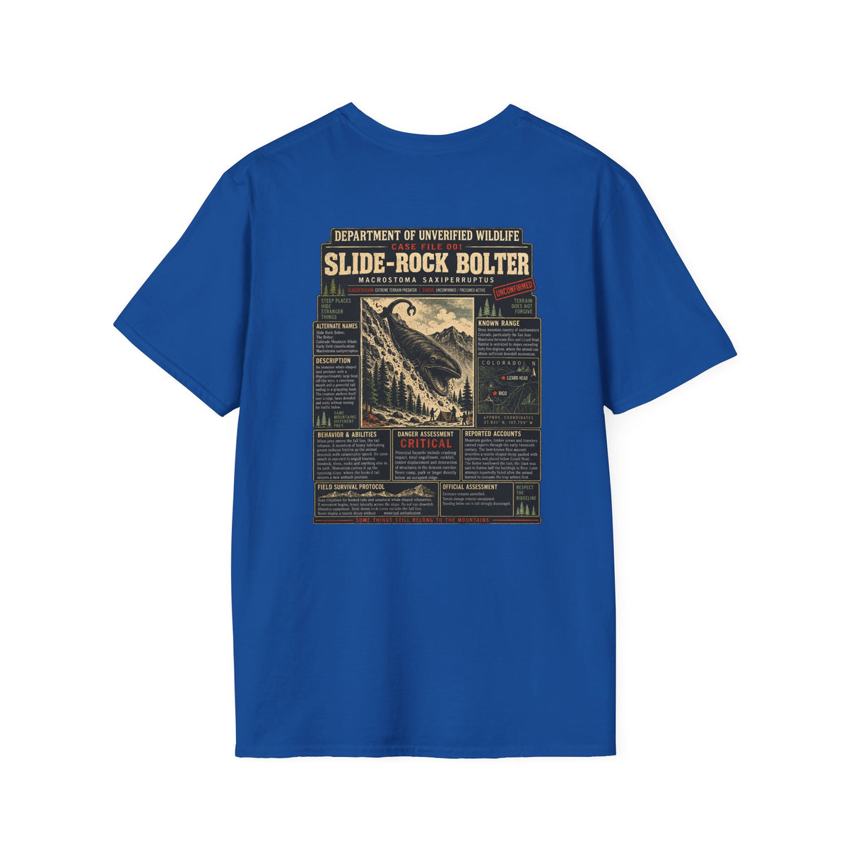 Slide-Rock Bolter T-Shirt — Department of Unverified Wildlife Retro Tee