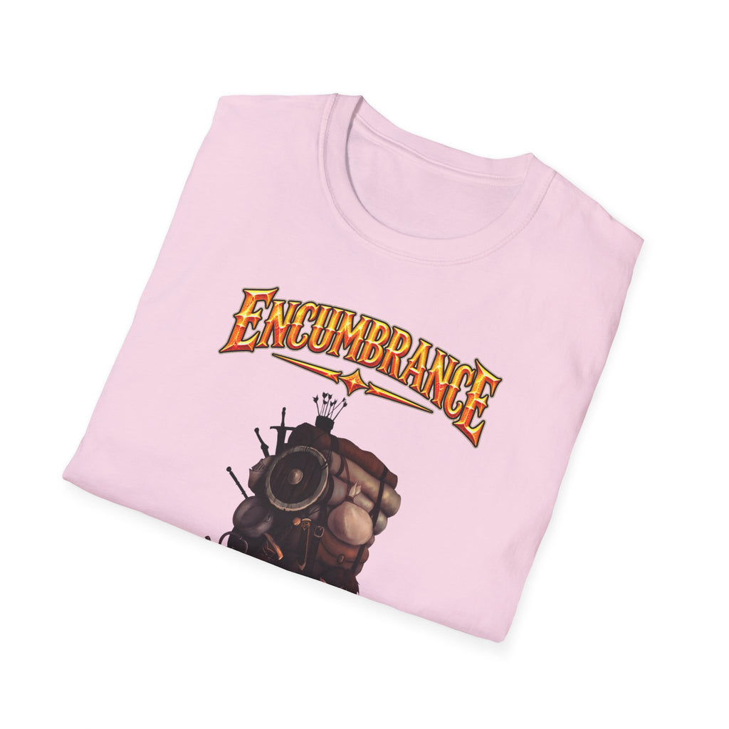 Encumbrance T-Shirt — RPG-Inspired "Encumbrance (noun) — Punishment for successful shopping" Graphic Tee