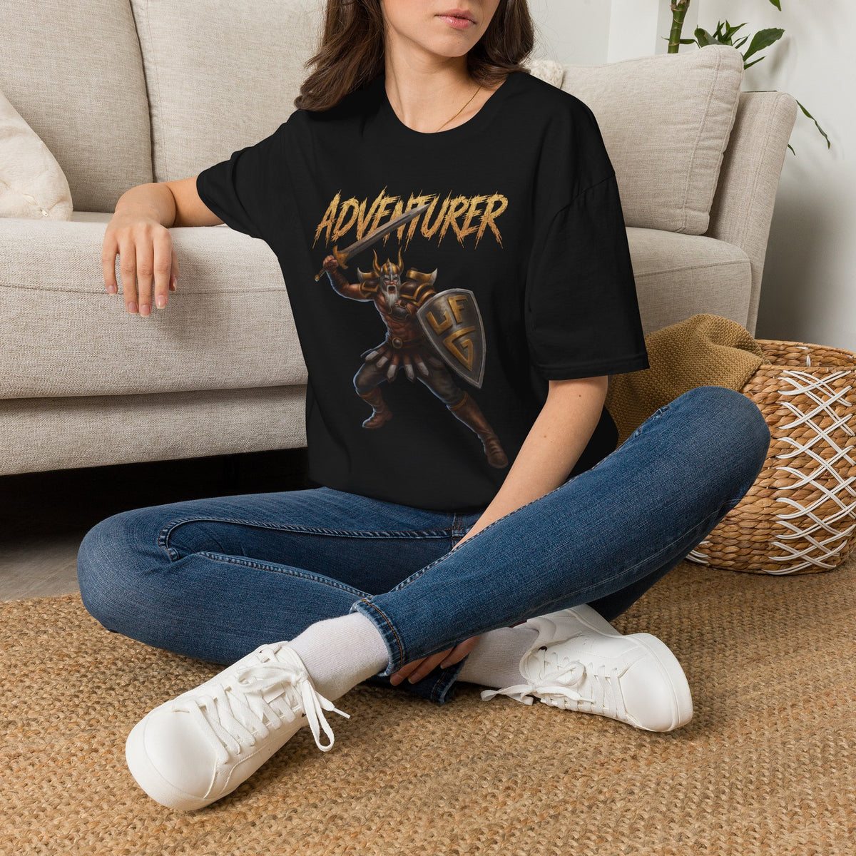 Adventurer RPG Warrior T-Shirt — Fantasy Gamer Tee with 'Adventurer' Artwork