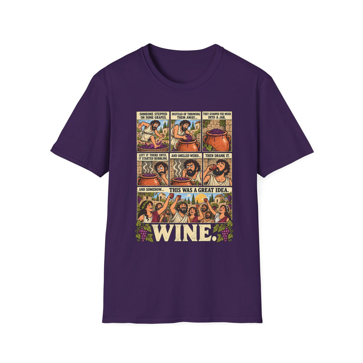 Wine Comic Panel T-Shirt | Vintage Wine Humor, Comic Strip Design
