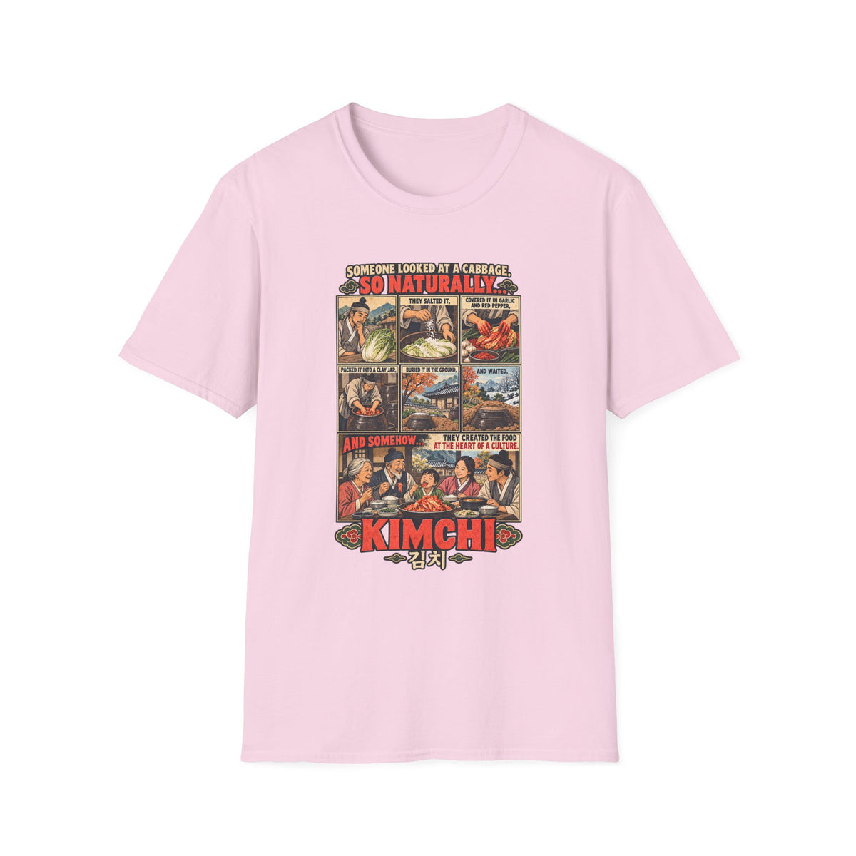 Kimchi Comic Panel T-Shirt | Retro Food Illustration, Korean Cuisine