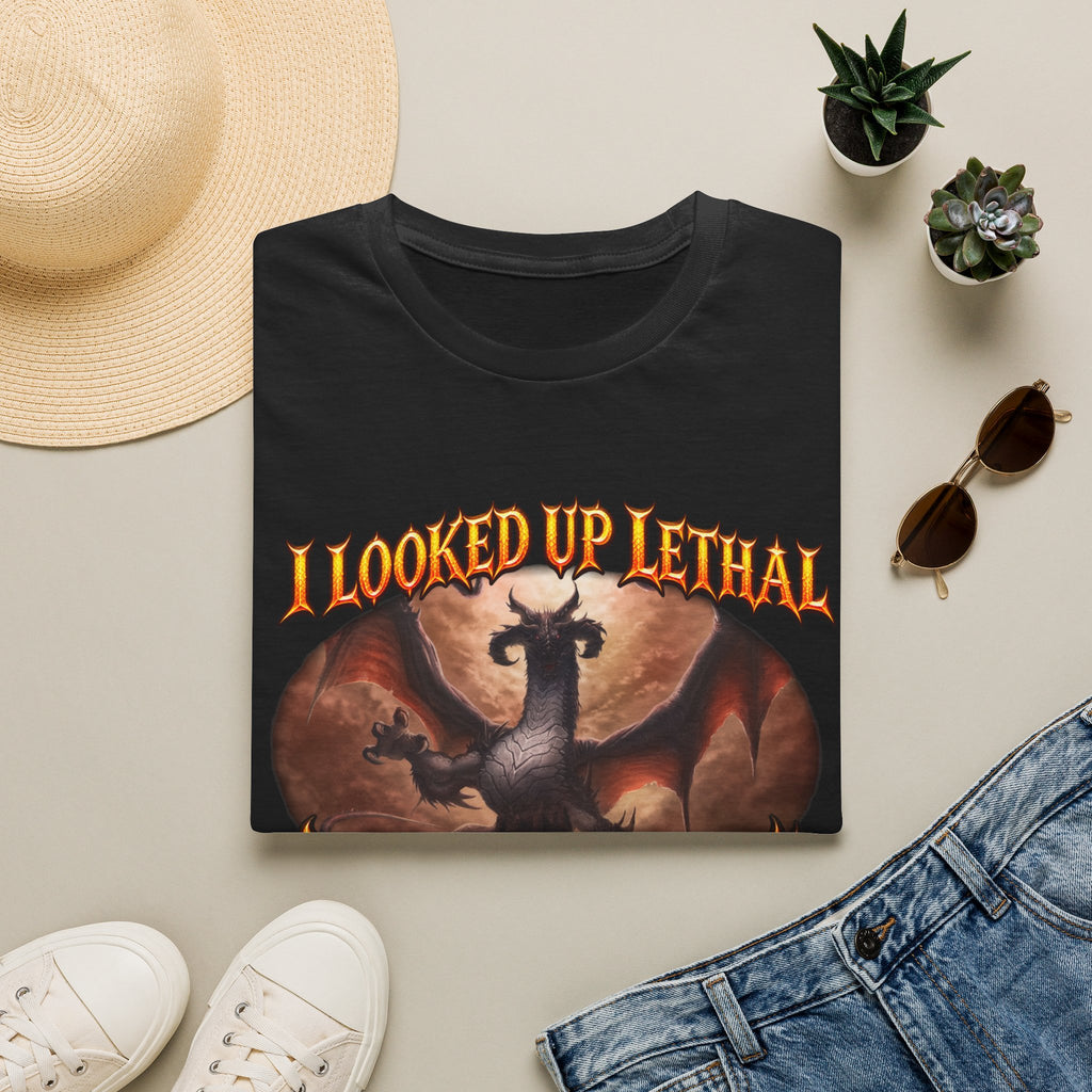 Dragon Graphic T-Shirt — "I Looked Up Lethal, I Found This" Fantasy Tee