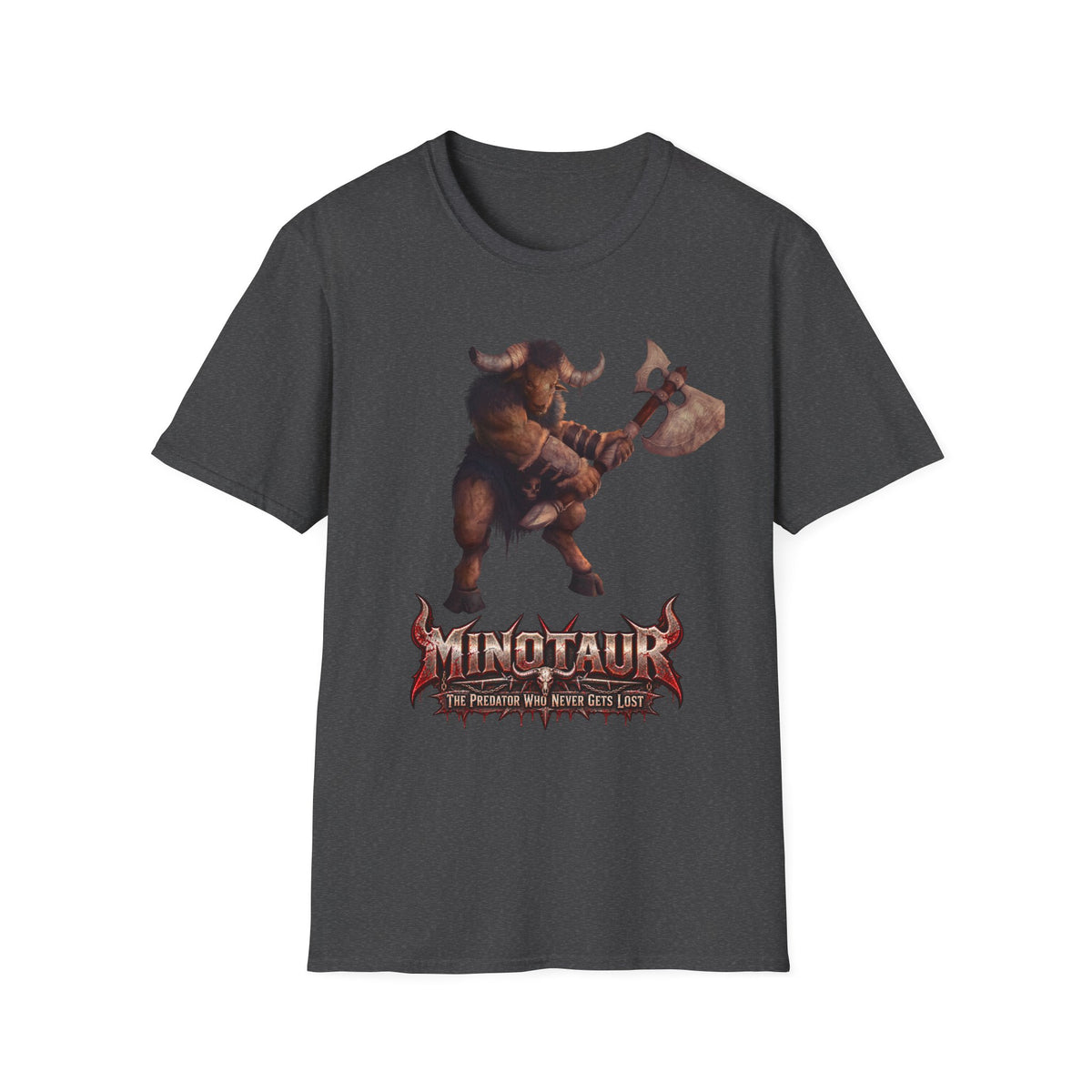 Minotaur Battle T-Shirt — Fantasy Warrior Axe Graphic Tee