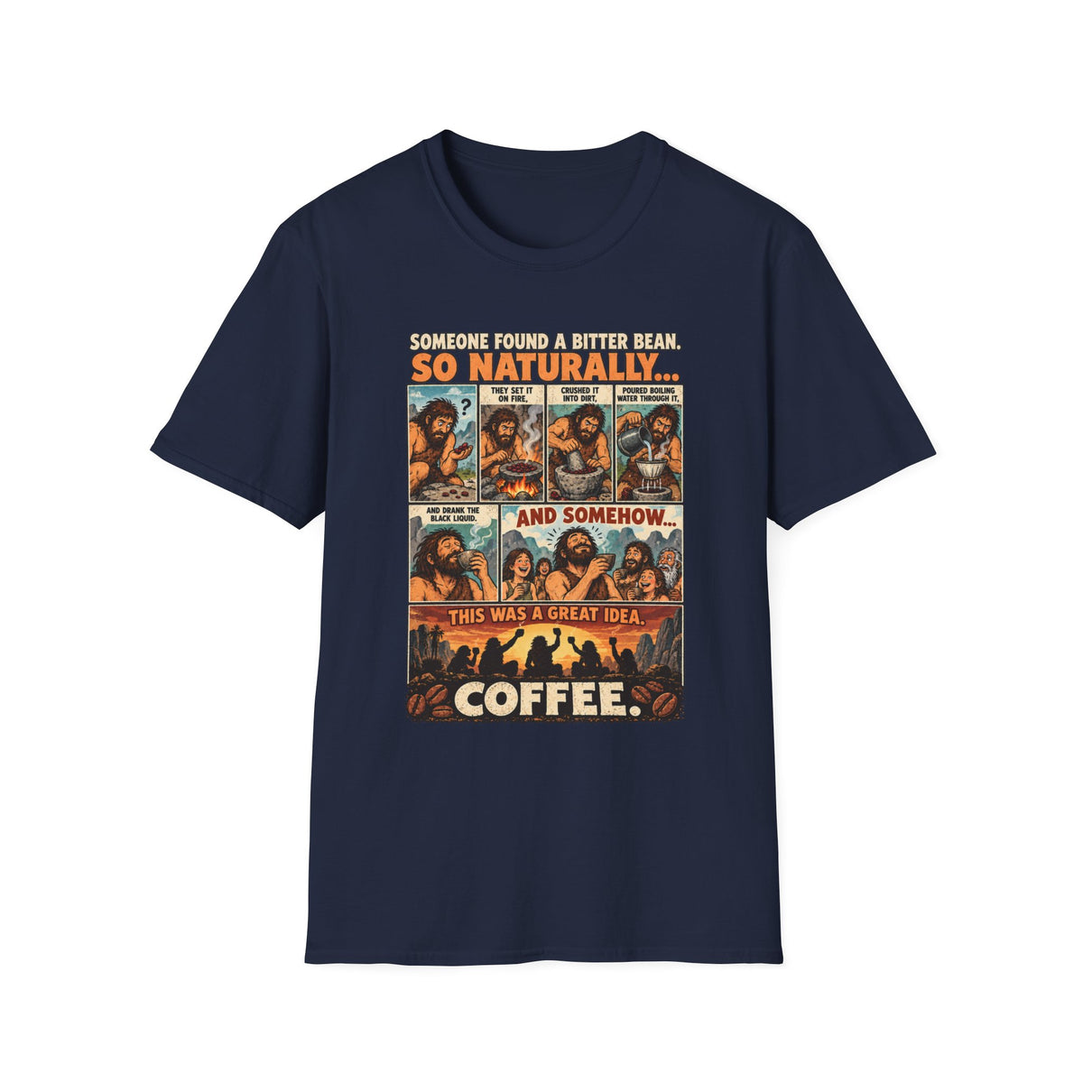 Coffee Comic Panel T-Shirt | Retro Coffee Comic Strip