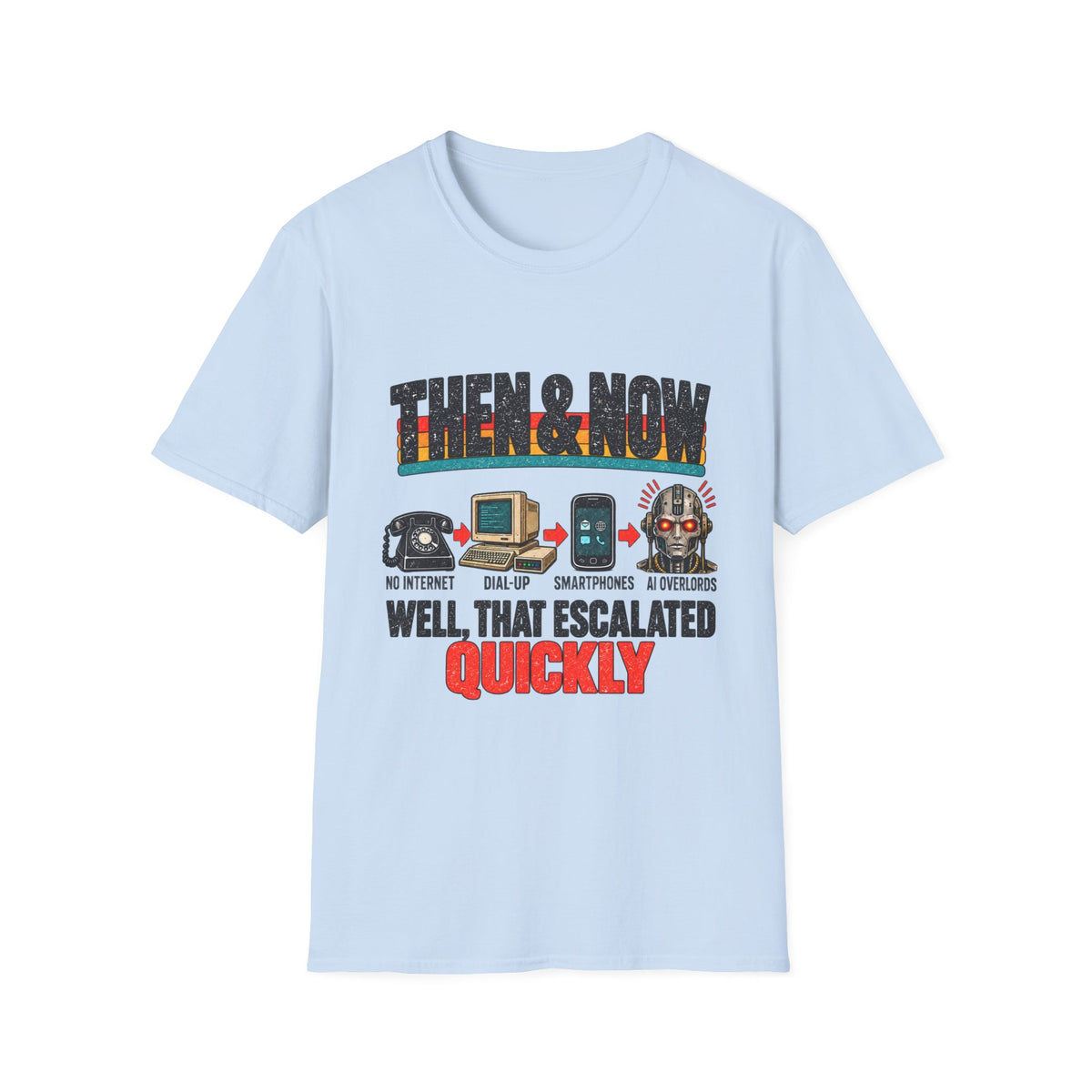 Then & Now Retro Technology Then & Now T-Shirt | Well That Escalated Quickly