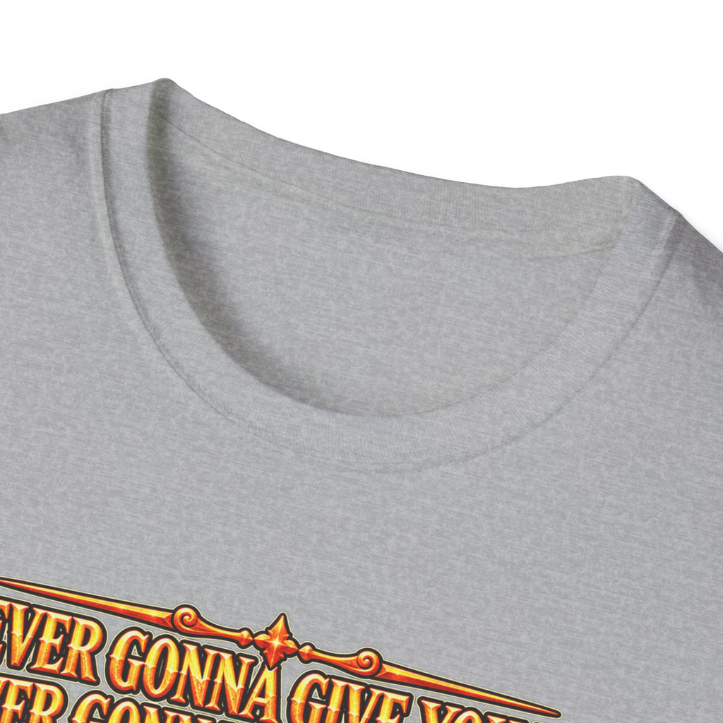 Rickroll RPG Party T-Shirt — "Never Gonna Give You Up" Fantasy Adventurers Tee