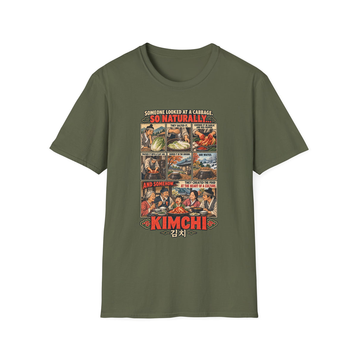 Kimchi Comic Panel T-Shirt | Retro Food Illustration, Korean Cuisine