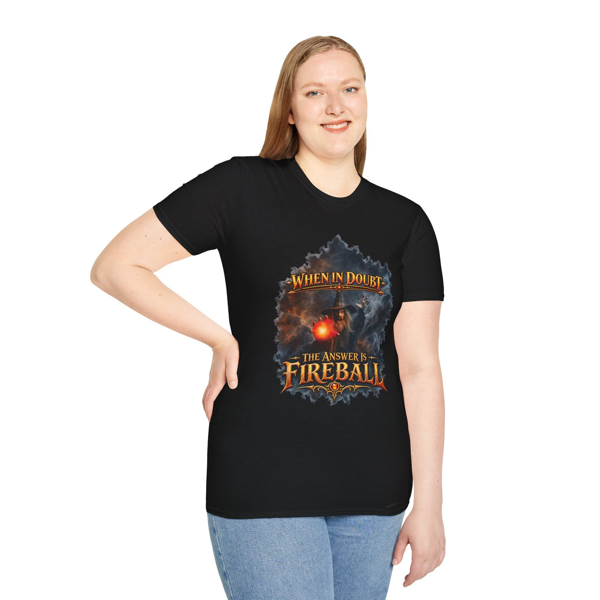 Fireball Mage T-Shirt — "When in Doubt, The Answer Is Fireball" Fantasy RPG Tee
