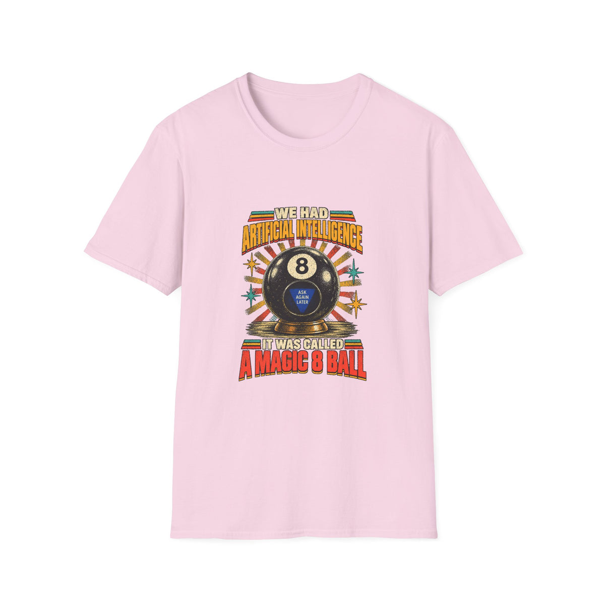 AI Magic 8 Ball T-Shirt | Artificial Intelligence Humor, Retro Arcade Graphic