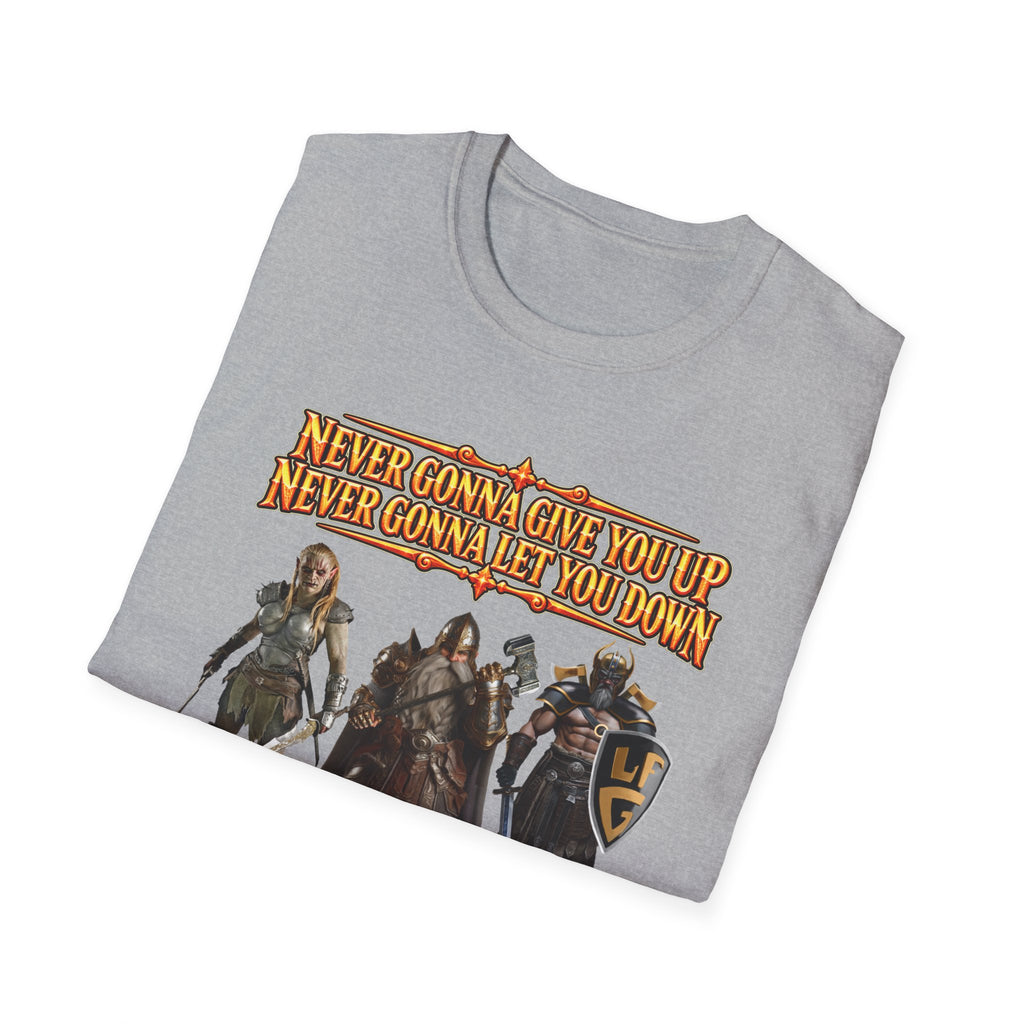 Rickroll RPG Party T-Shirt — "Never Gonna Give You Up" Fantasy Adventurers Tee