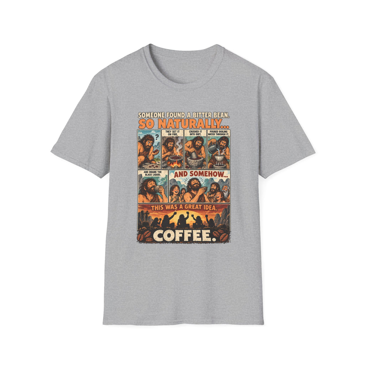 Coffee Comic Panel T-Shirt | Retro Coffee Comic Strip