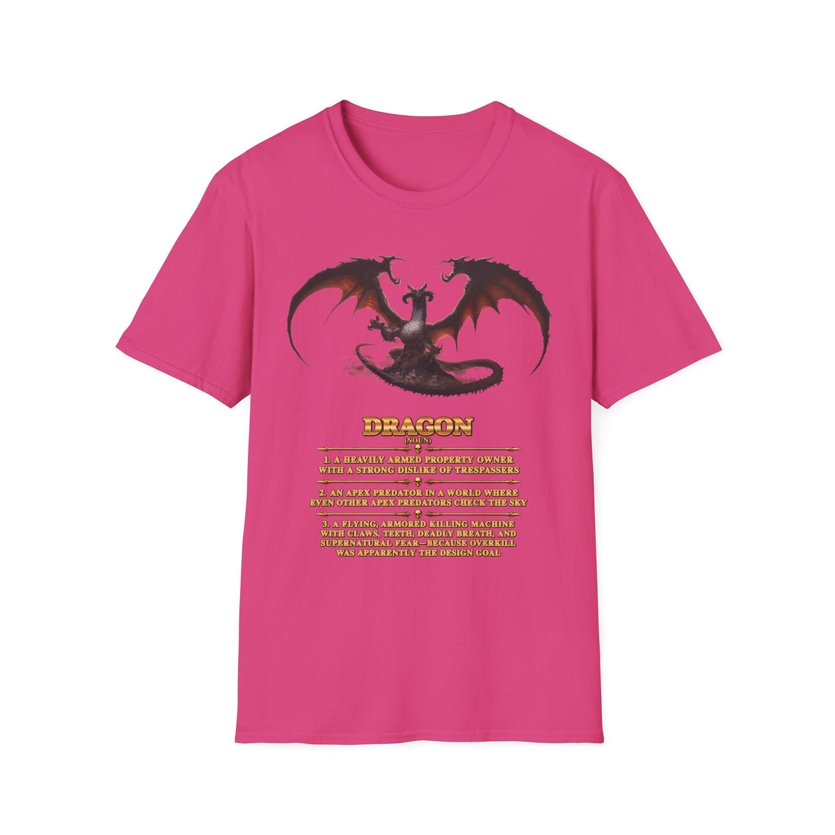 Dragon Definition T-Shirt — Fantasy Creature Illustration & Funny Dragon Traits Tee