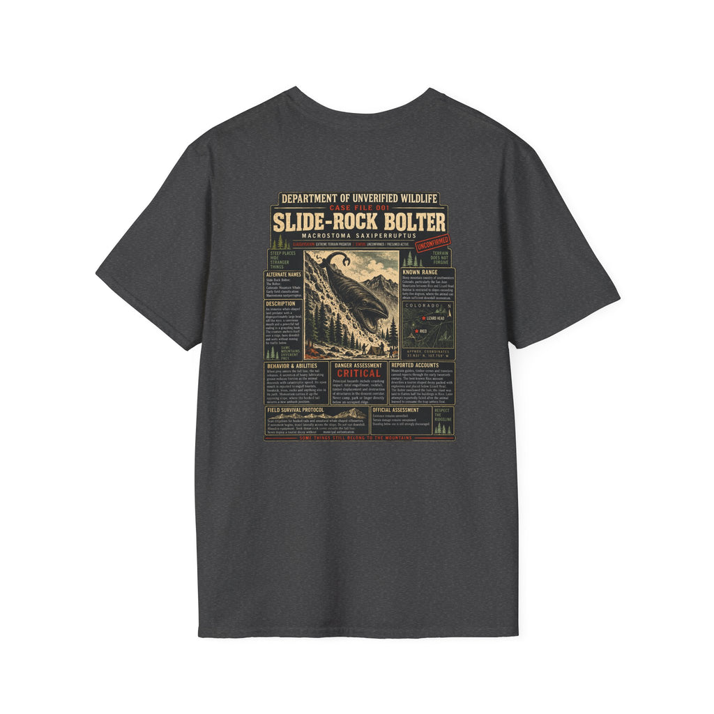 Slide-Rock Bolter T-Shirt — Department of Unverified Wildlife Retro Tee