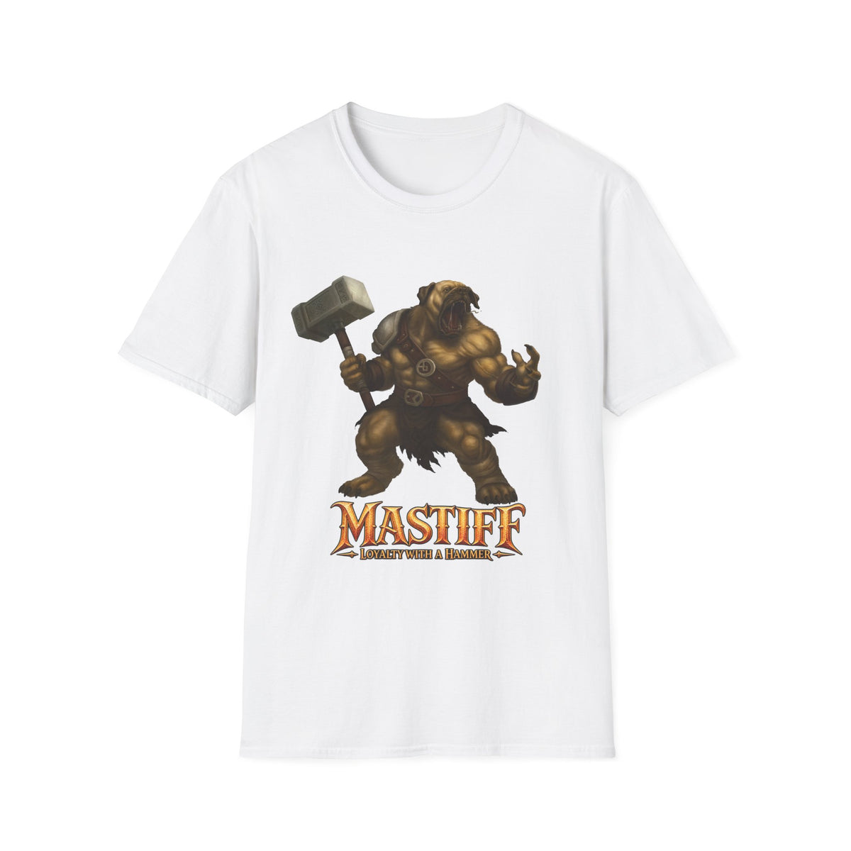Mastiff Warrior T-Shirt — Hammer-Wielding Mastiff Graphic Tee