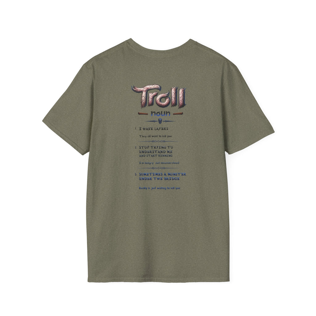 T-Shirt — 'Troll' Fantasy Creature Graphic Tee (Front & Back Definition)