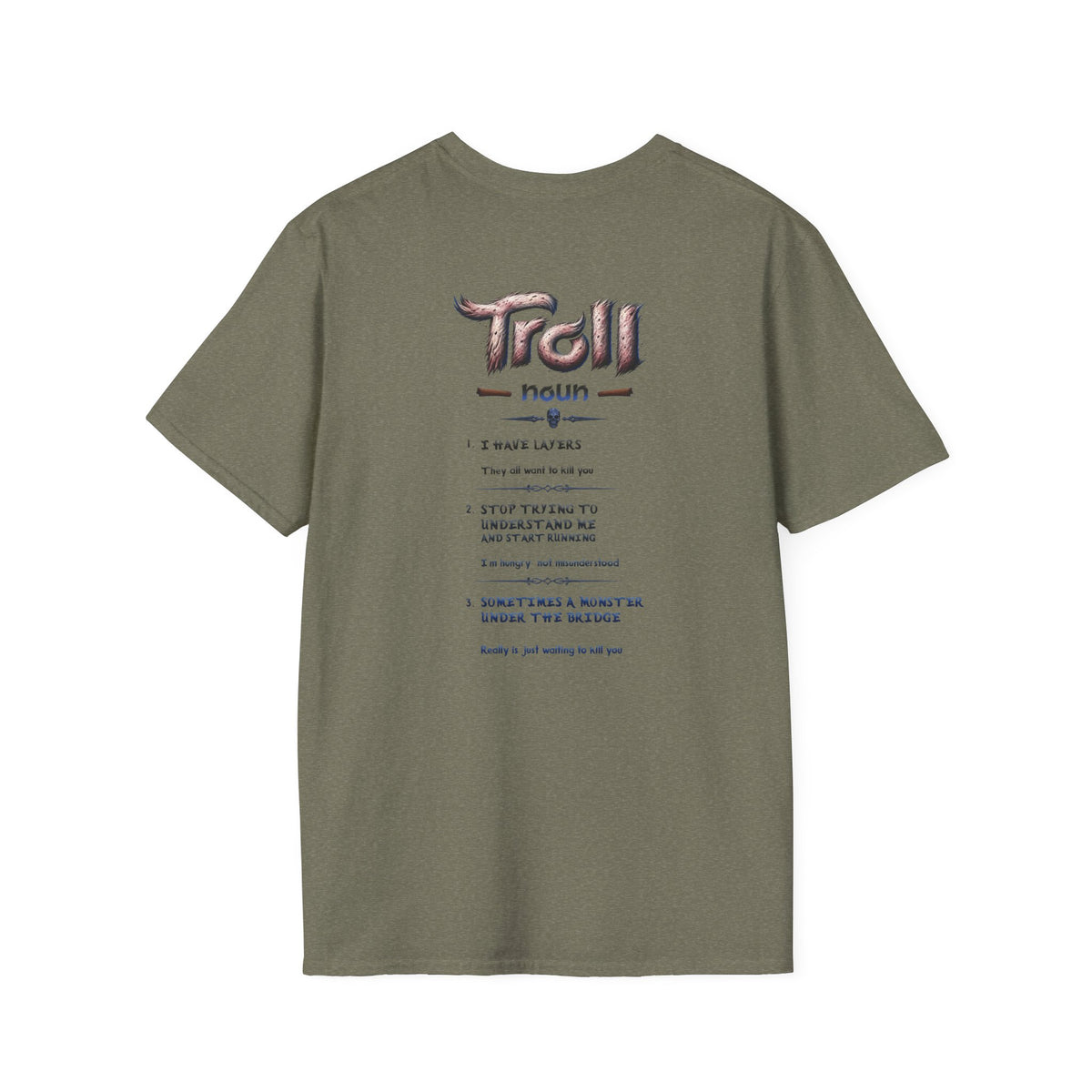 T-Shirt — 'Troll' Fantasy Creature Graphic Tee (Front & Back Definition)