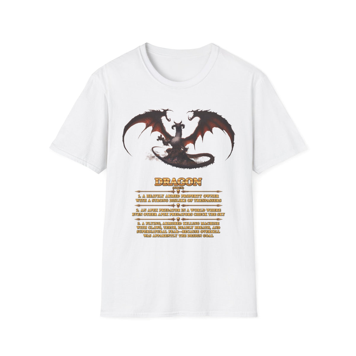 Dragon Definition T-Shirt — Fantasy Creature Illustration & Funny Dragon Traits Tee