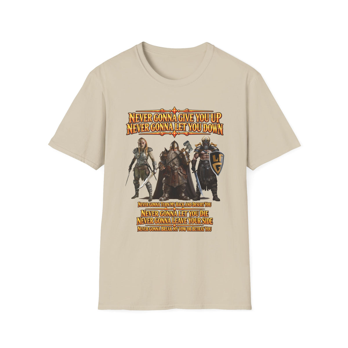 Rickroll RPG Party T-Shirt — "Never Gonna Give You Up" Fantasy Adventurers Tee