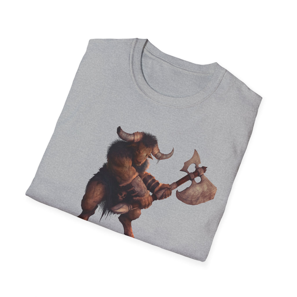 Minotaur Battle T-Shirt — Fantasy Warrior Axe Graphic Tee