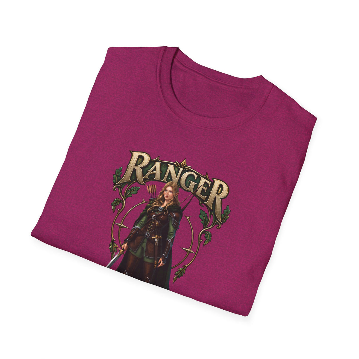Ranger Fantasy Character T-Shirt — Medieval Archer Illustration Tee
