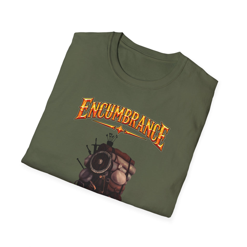 Encumbrance T-Shirt — RPG-Inspired "Encumbrance (noun) — Punishment for successful shopping" Graphic Tee