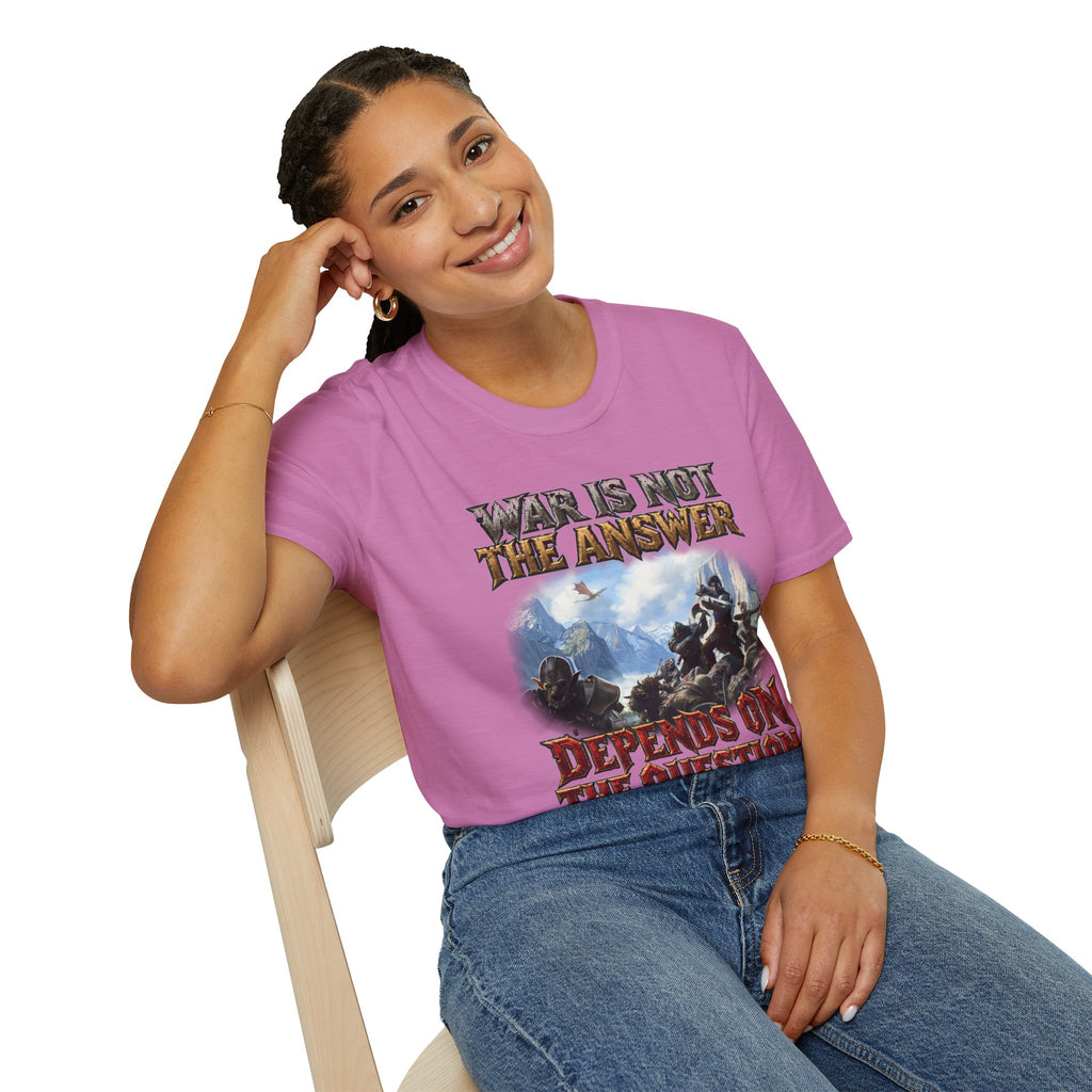 War Is Not The Answer Tee — "Depends On The Question" Graphic T-Shirt