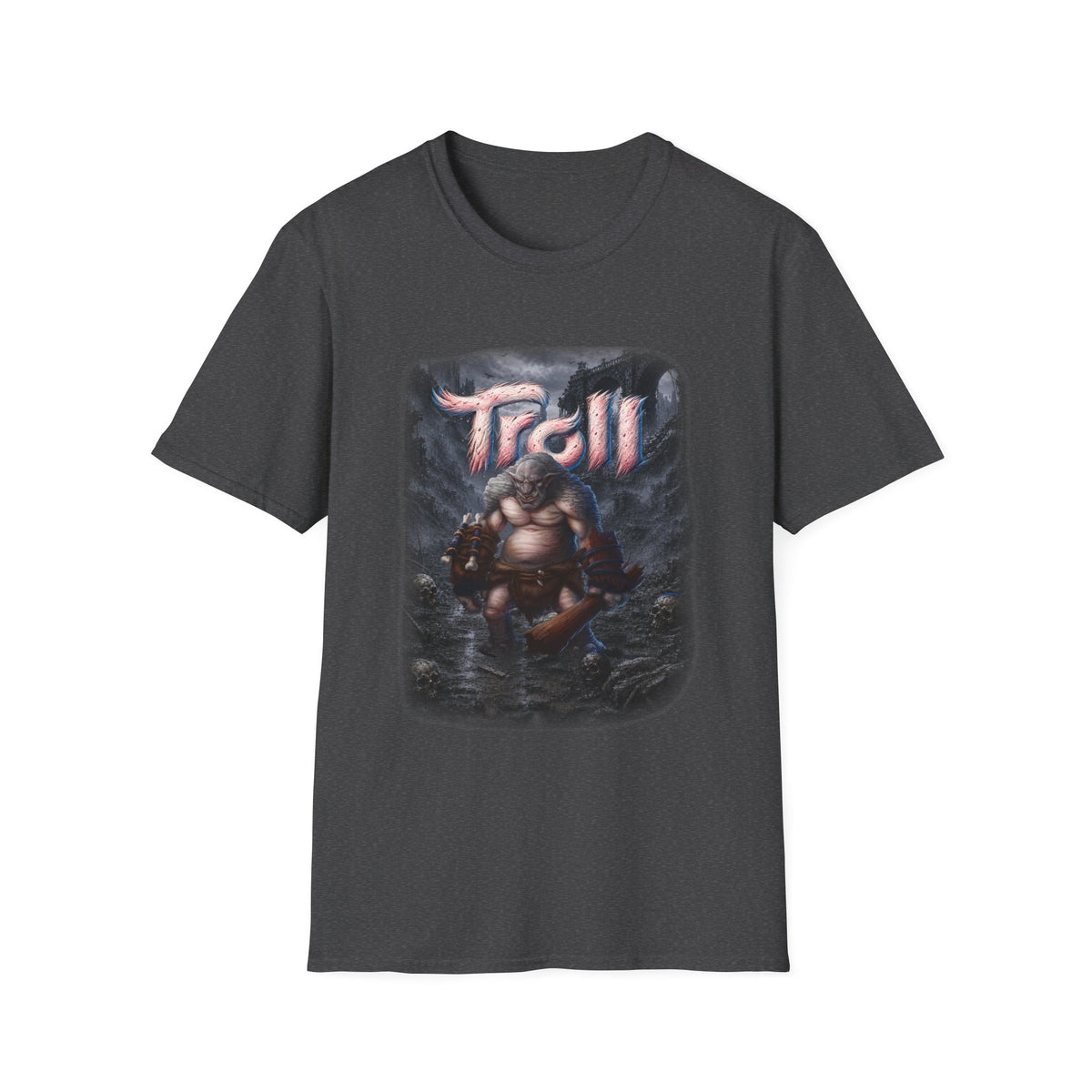 T-Shirt — 'Troll' Fantasy Creature Graphic Tee (Front & Back Definition)