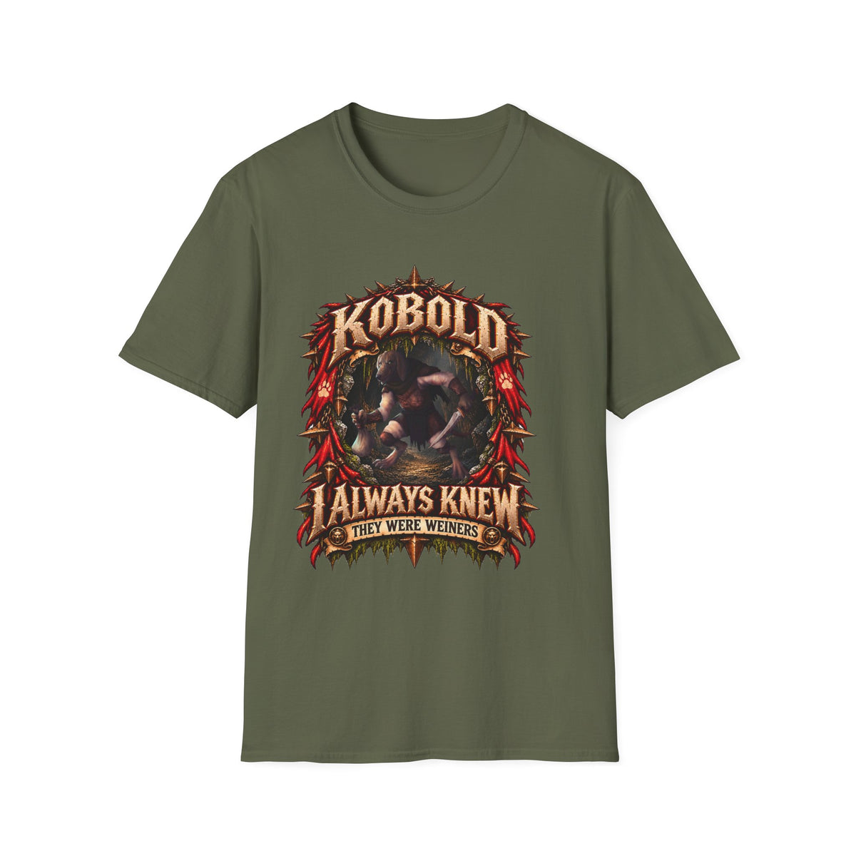 Kobold illustration T-Shirt | Fantasy RPG creature, "I Always Knew They Were Weiners"
