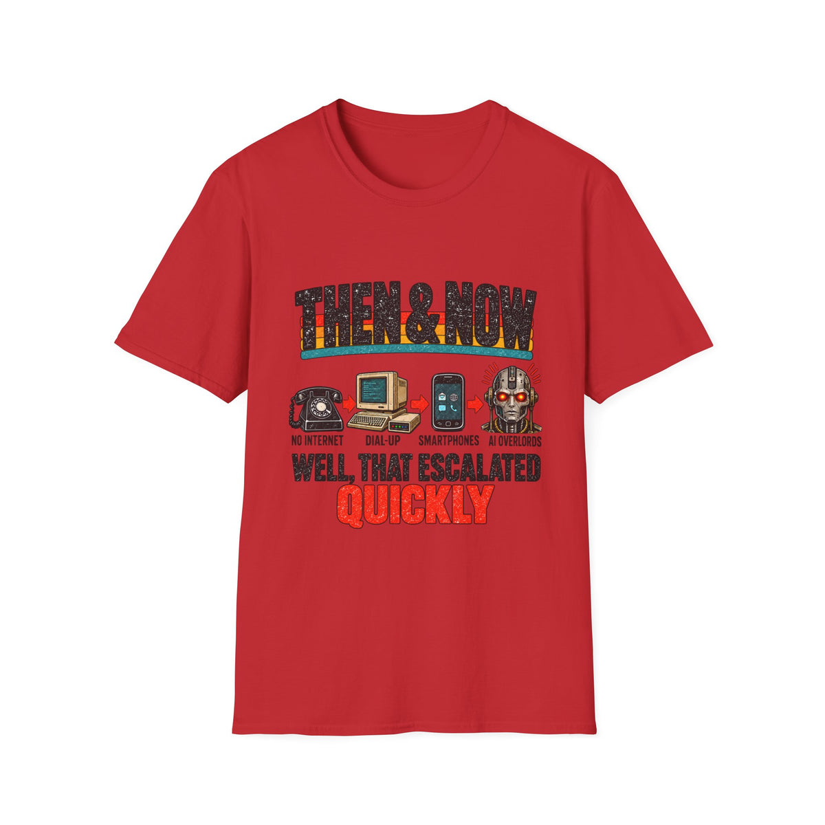 Then & Now Retro Technology Then & Now T-Shirt | Well That Escalated Quickly