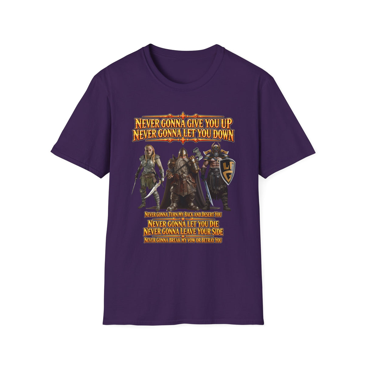 Rickroll RPG Party T-Shirt — "Never Gonna Give You Up" Fantasy Adventurers Tee