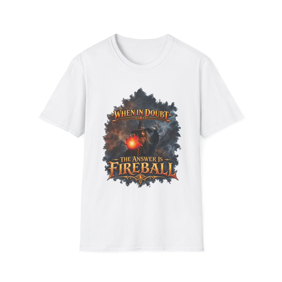 Fireball Mage T-Shirt — "When in Doubt, The Answer Is Fireball" Fantasy RPG Tee