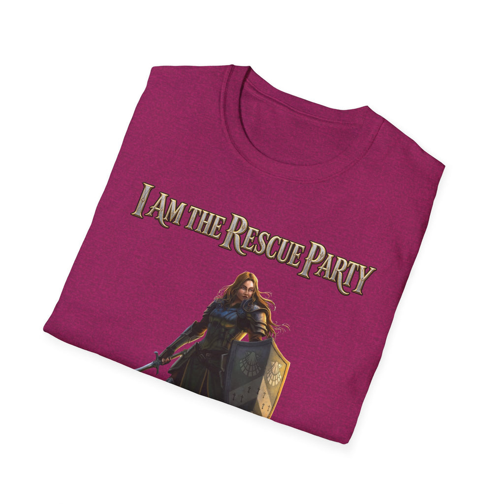 I Am the Rescue Party T-Shirt | Female Warrior Knight Illustration