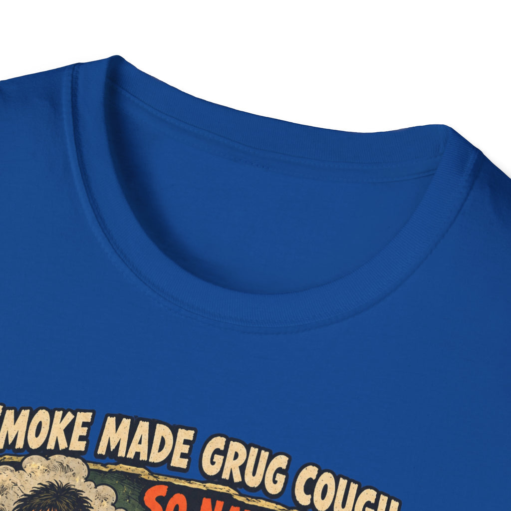 Grug Smoking Caveman Comic Tee T-Shirt | Vintage Caveman Illustration, Humorous Primitive Design