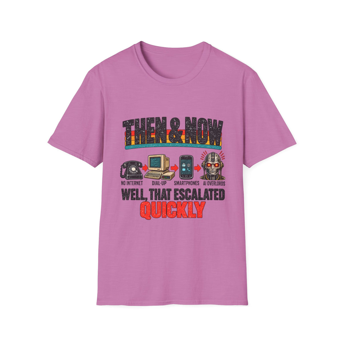 Then & Now Retro Technology Then & Now T-Shirt | Well That Escalated Quickly