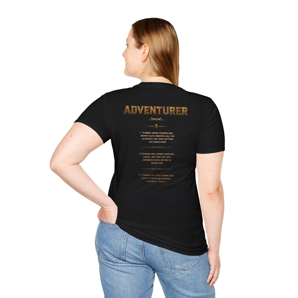 Adventurer RPG Warrior T-Shirt — Fantasy Gamer Tee with 'Adventurer' Artwork