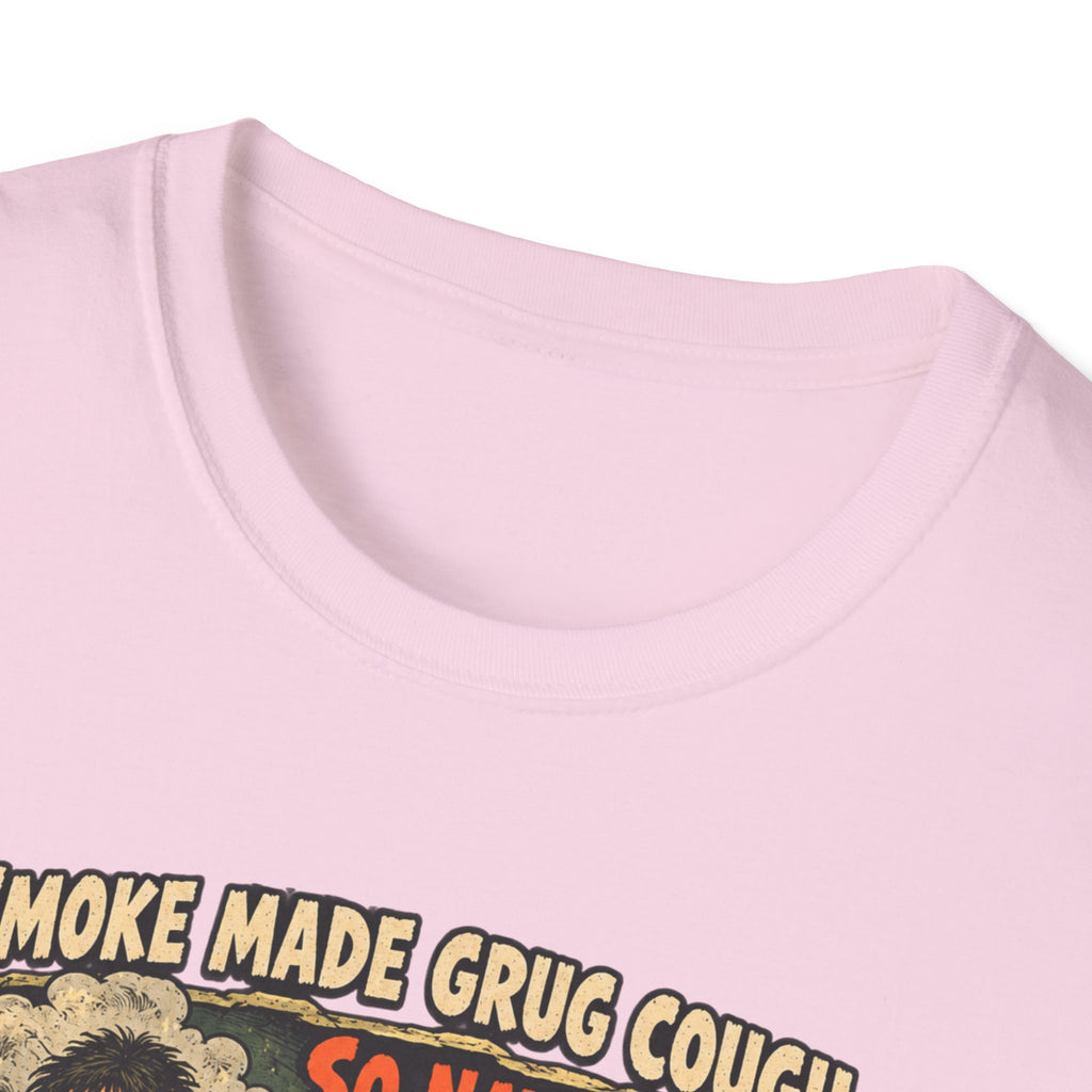 Grug Smoking Caveman Comic Tee T-Shirt | Vintage Caveman Illustration, Humorous Primitive Design