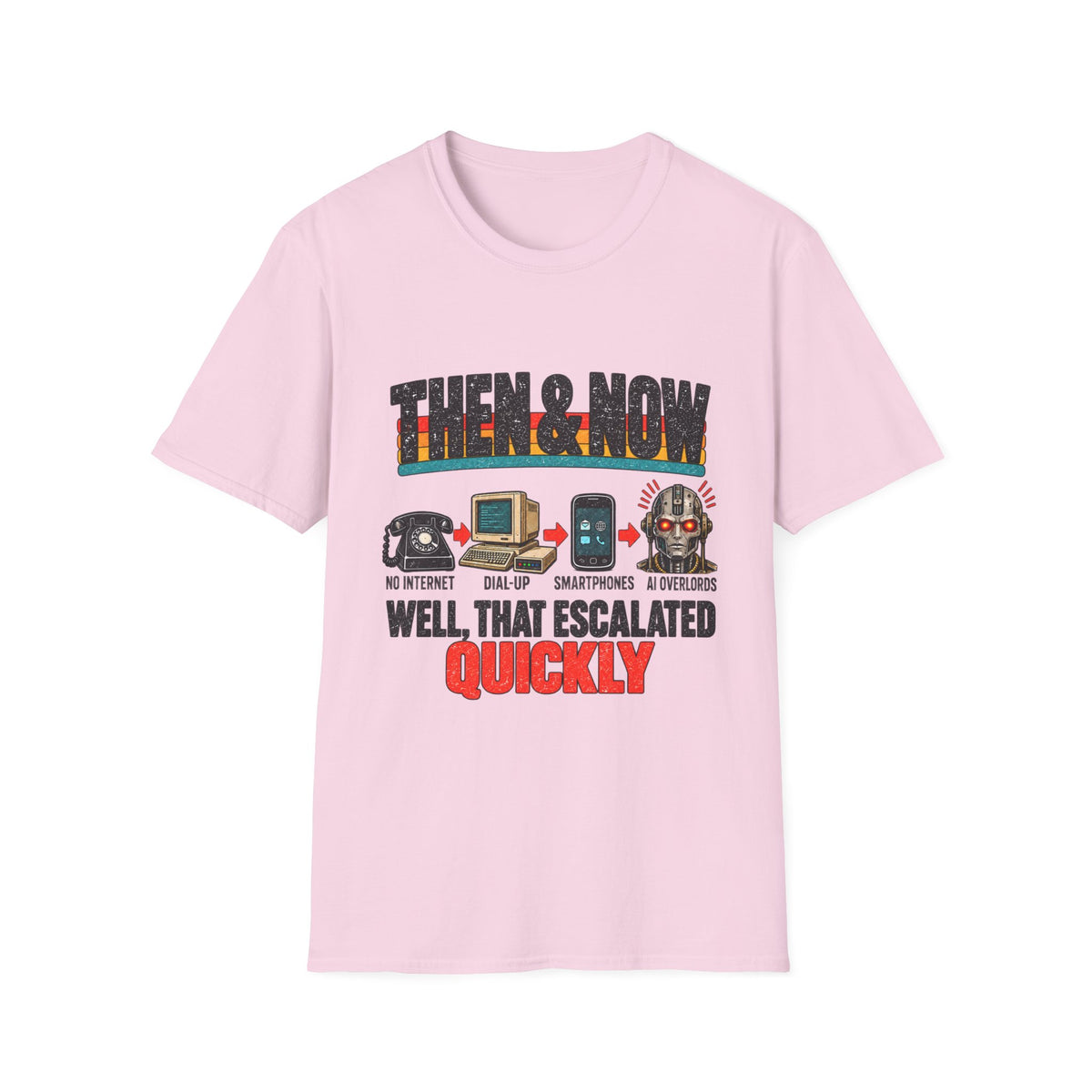 Then & Now Retro Technology Then & Now T-Shirt | Well That Escalated Quickly