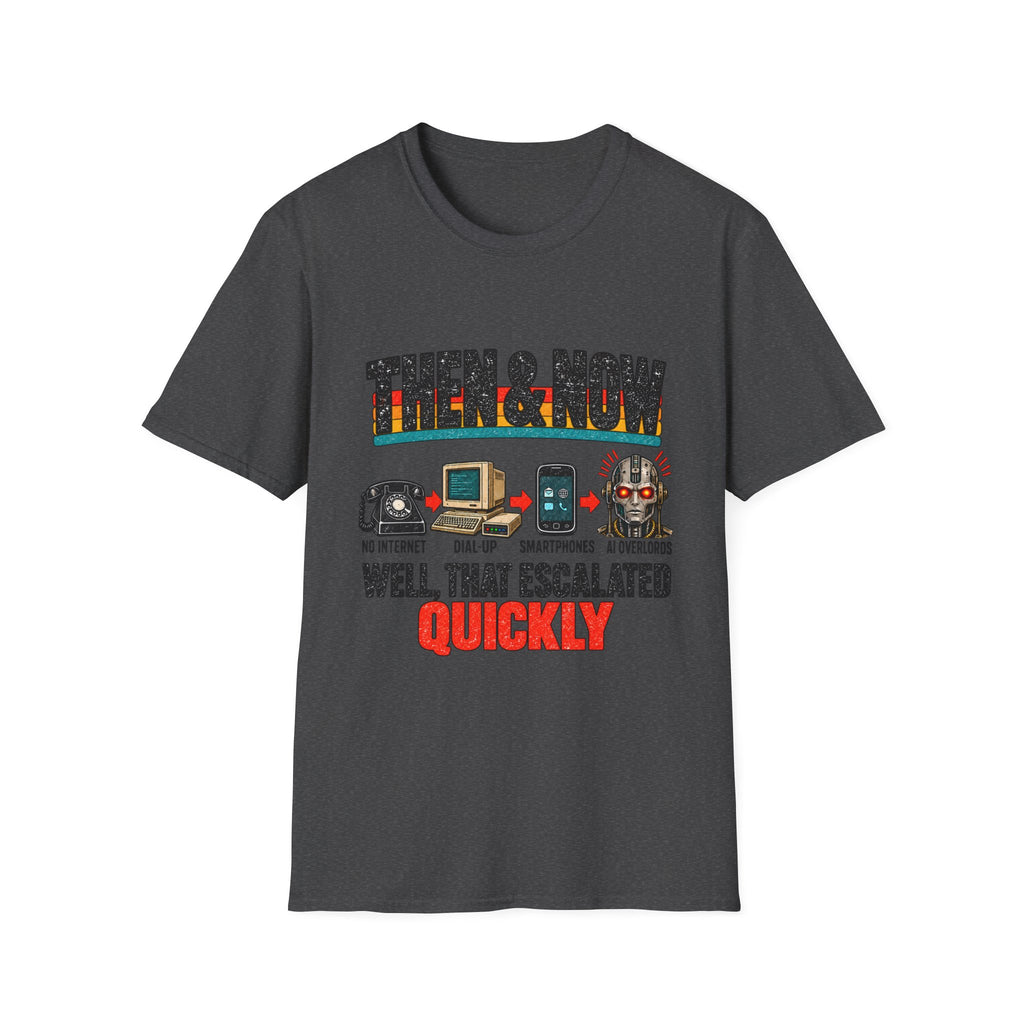 Then & Now Retro Technology Then & Now T-Shirt | Well That Escalated Quickly