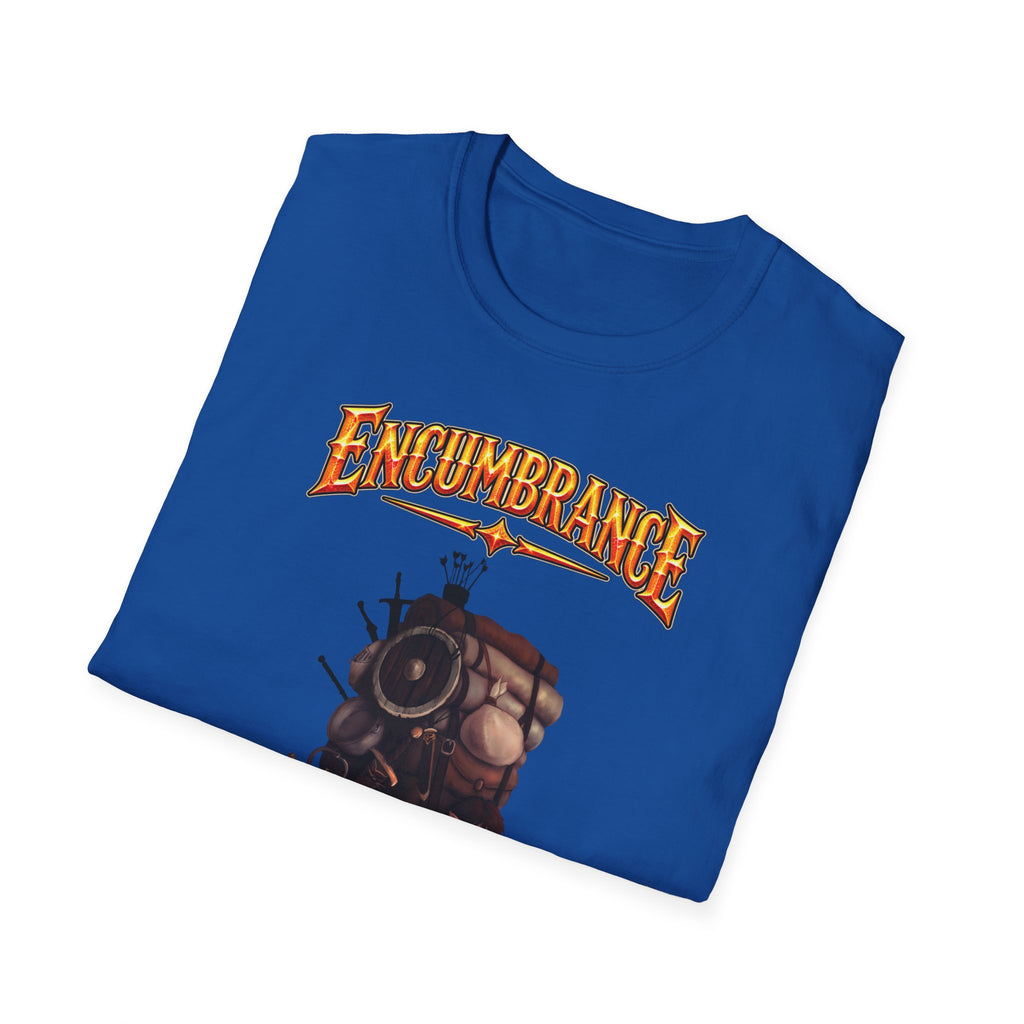 Encumbrance T-Shirt — RPG-Inspired "Encumbrance (noun) — Punishment for successful shopping" Graphic Tee