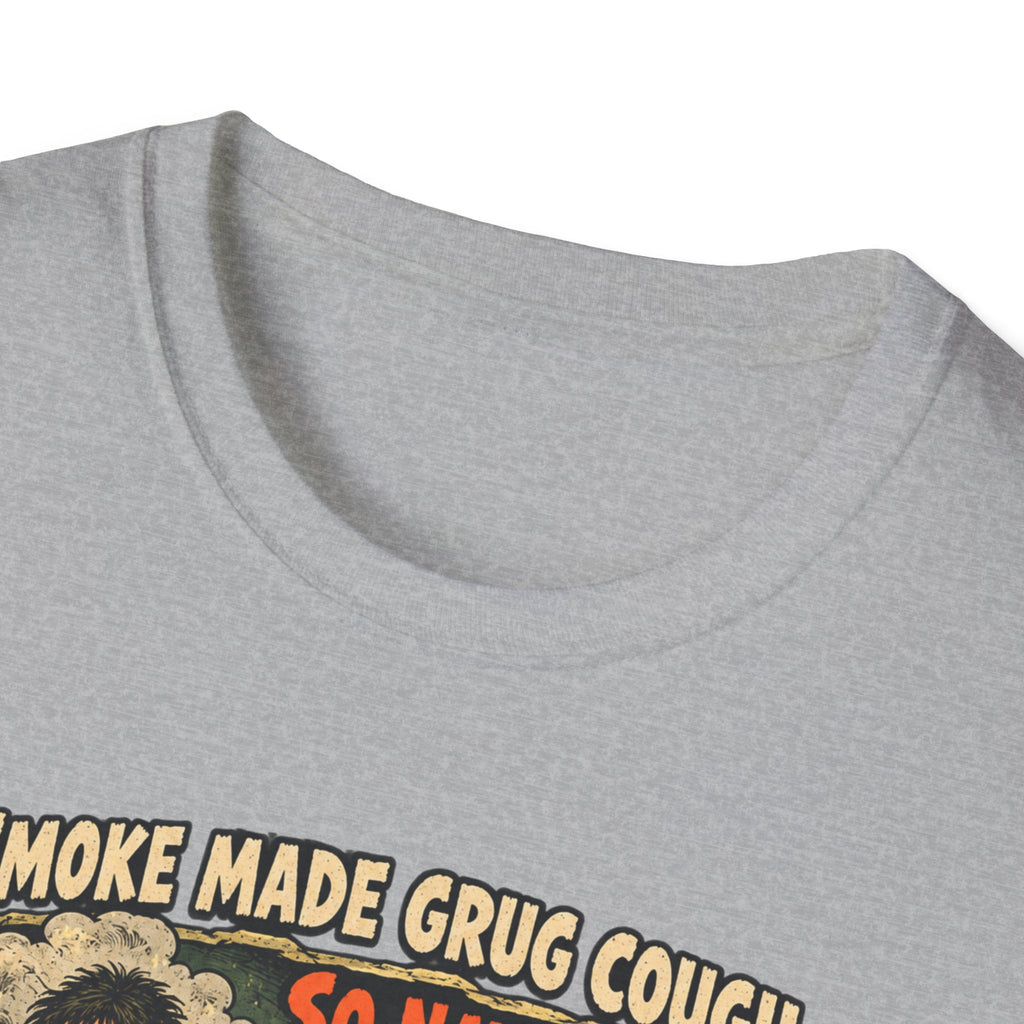 Grug Smoking Caveman Comic Tee T-Shirt | Vintage Caveman Illustration, Humorous Primitive Design