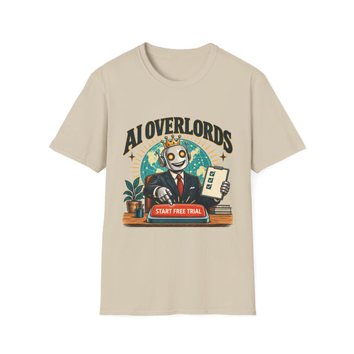 AI Overlords Start Free Trial T-Shirt | Robot Business Illustration