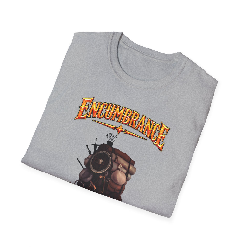 Encumbrance T-Shirt — RPG-Inspired "Encumbrance (noun) — Punishment for successful shopping" Graphic Tee