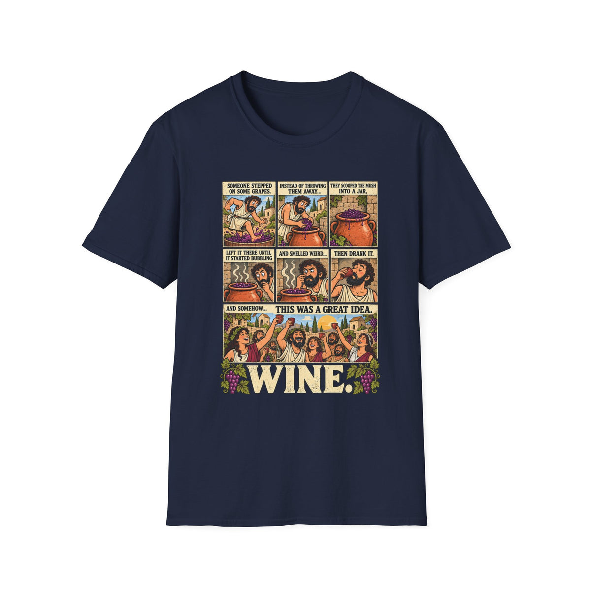 Wine Comic Panel T-Shirt | Vintage Wine Humor, Comic Strip Design