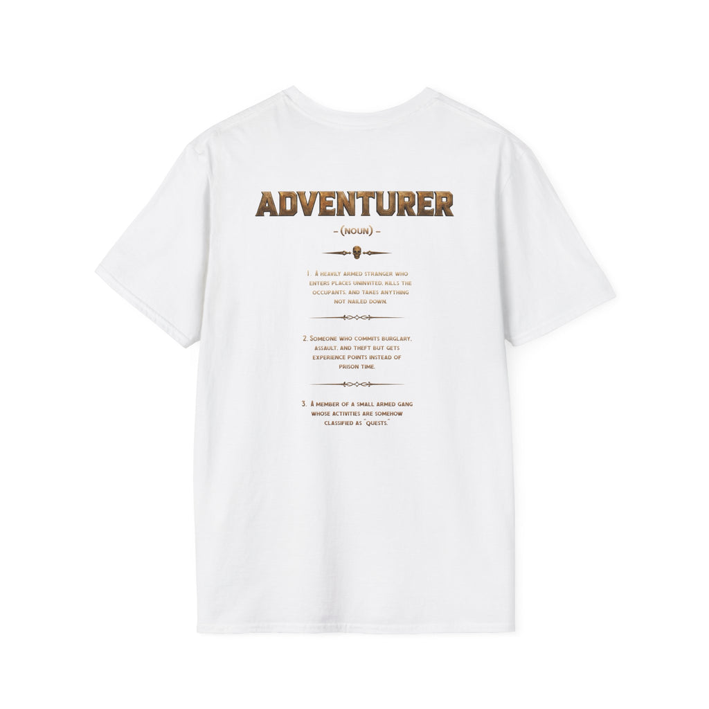 Adventurer RPG Warrior T-Shirt — Fantasy Gamer Tee with 'Adventurer' Artwork