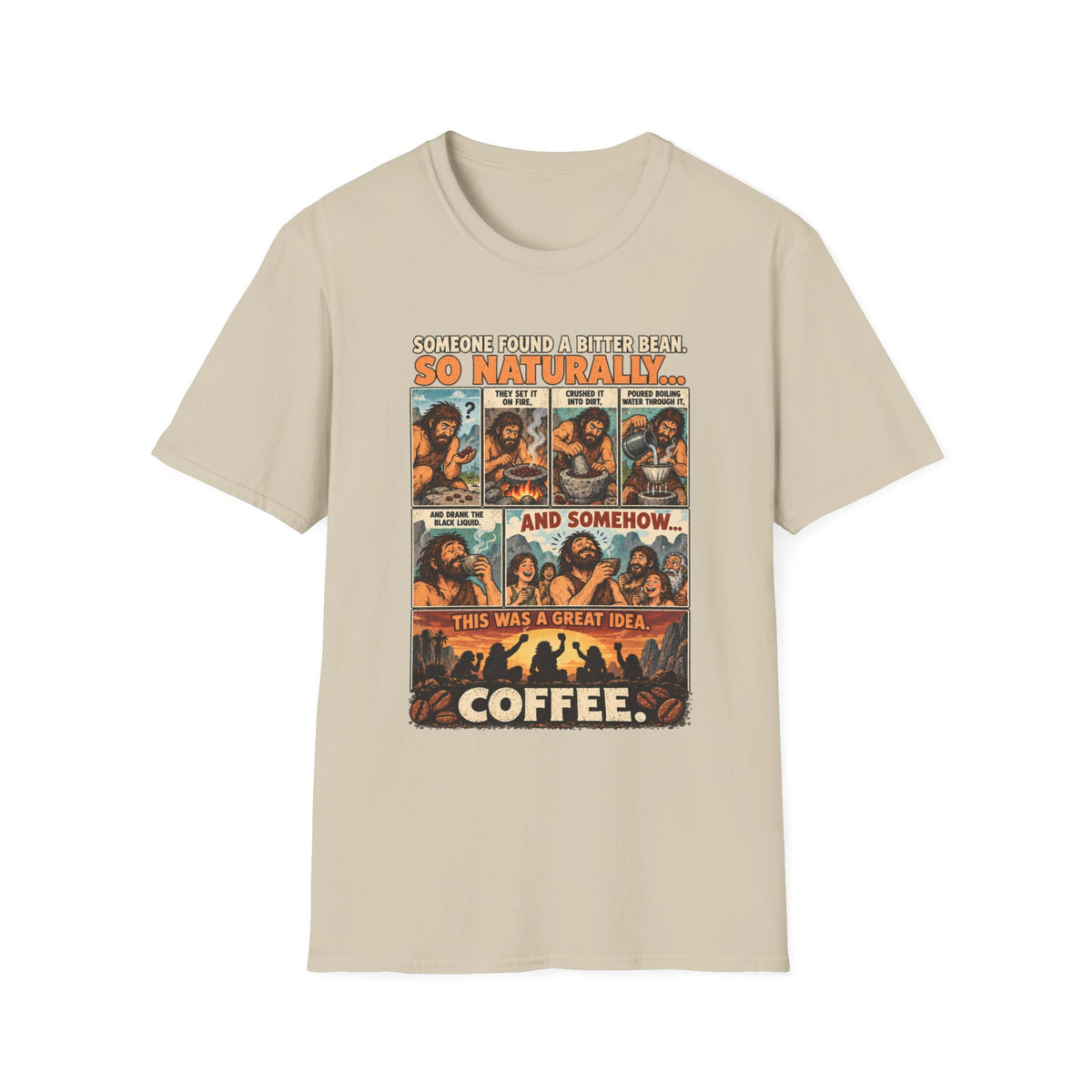 Coffee Comic Panel T-Shirt | Retro Coffee Comic Strip