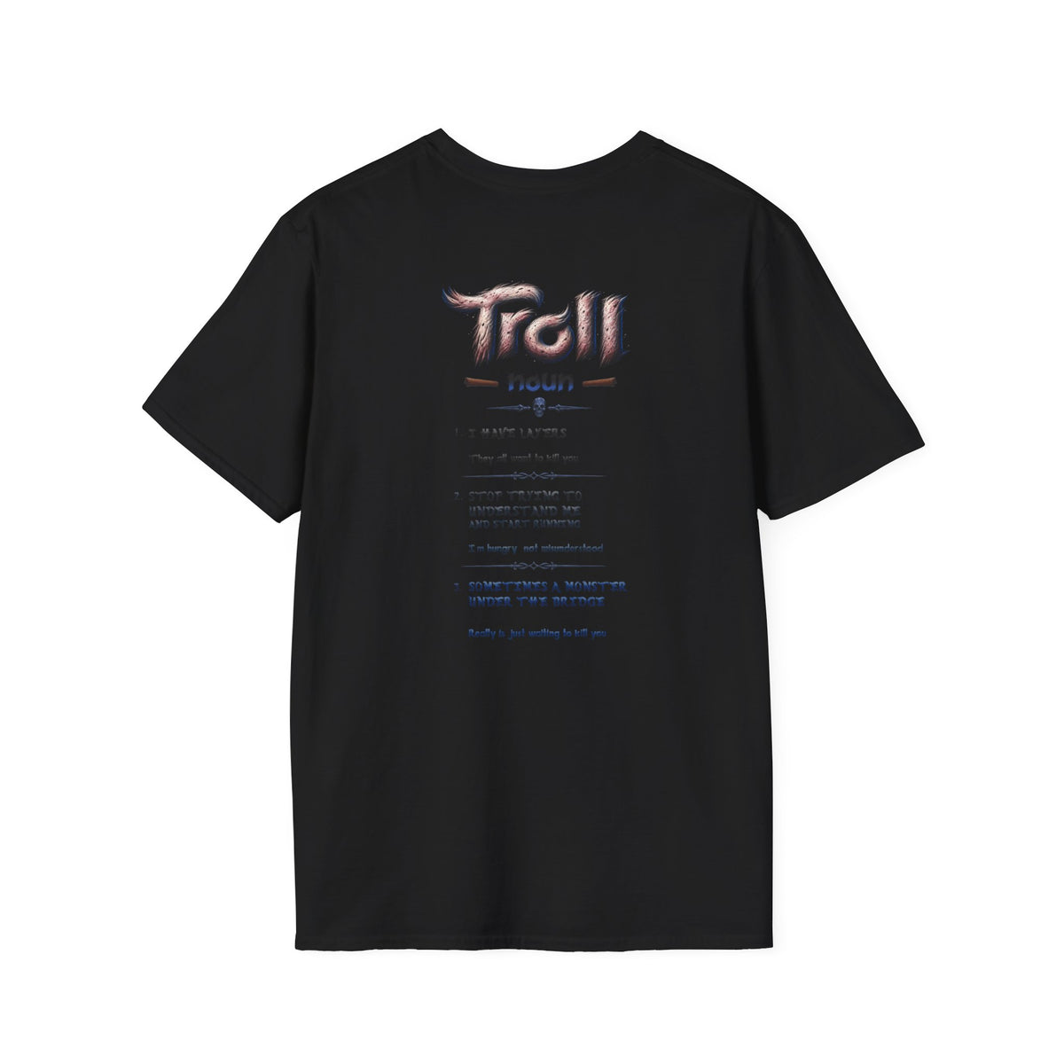 T-Shirt — 'Troll' Fantasy Creature Graphic Tee (Front & Back Definition)