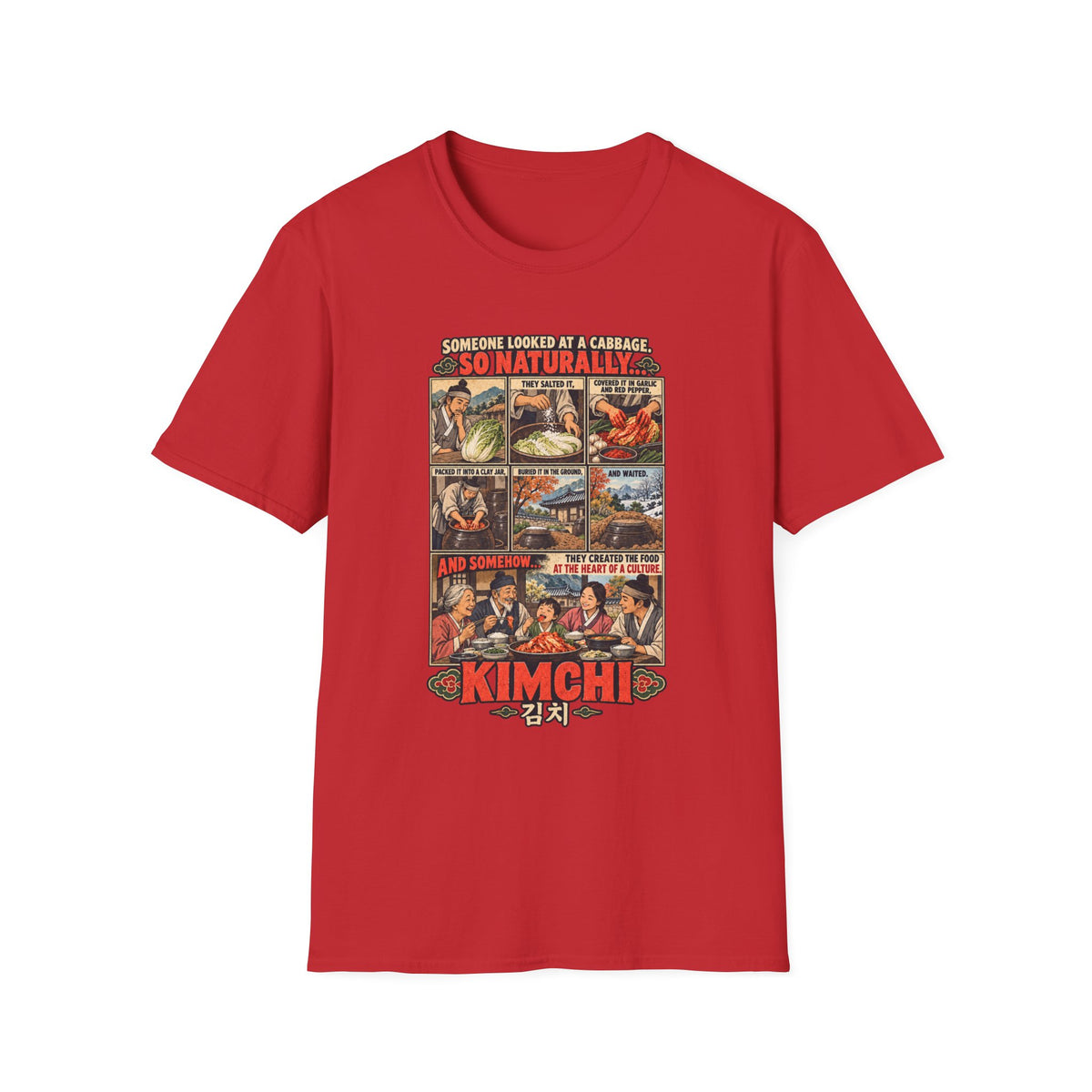Kimchi Comic Panel T-Shirt | Retro Food Illustration, Korean Cuisine