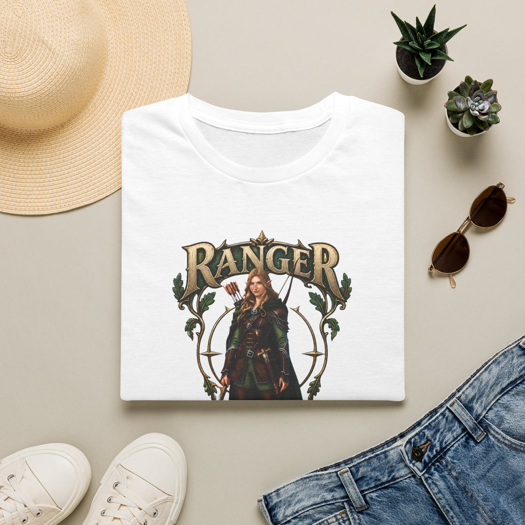 Ranger Fantasy Character T-Shirt — Medieval Archer Illustration Tee