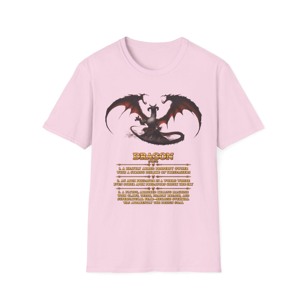 Dragon Definition T-Shirt — Fantasy Creature Illustration & Funny Dragon Traits Tee