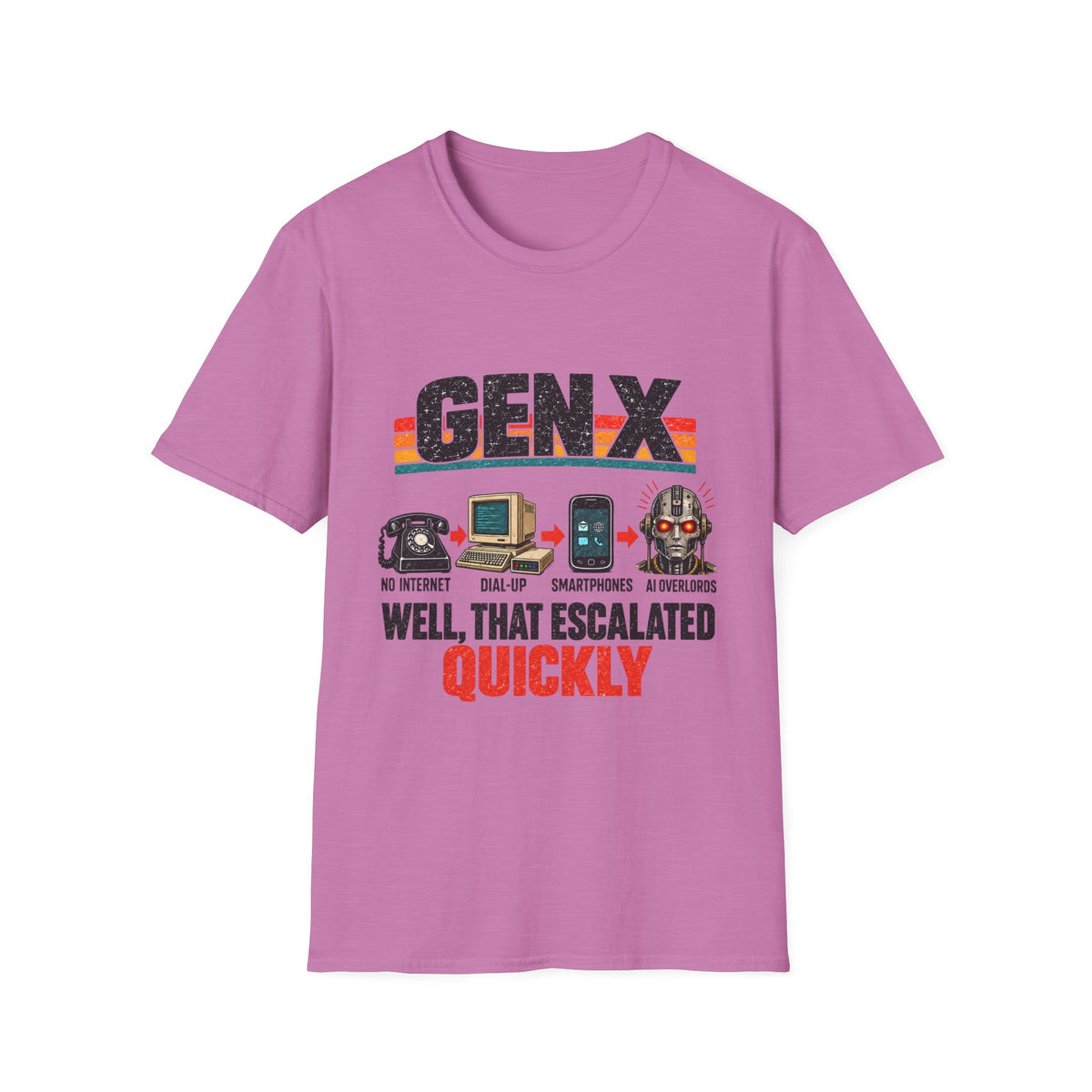 Gen X Well That Escalated Quickly T-Shirt | Retro tech evolution graphic